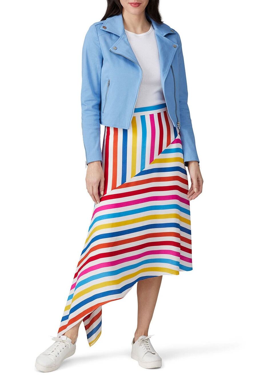 Color Me Courtney Dennis Blue Canvas Crop Biker Moto Jacket Size 4